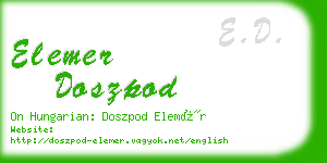 elemer doszpod business card